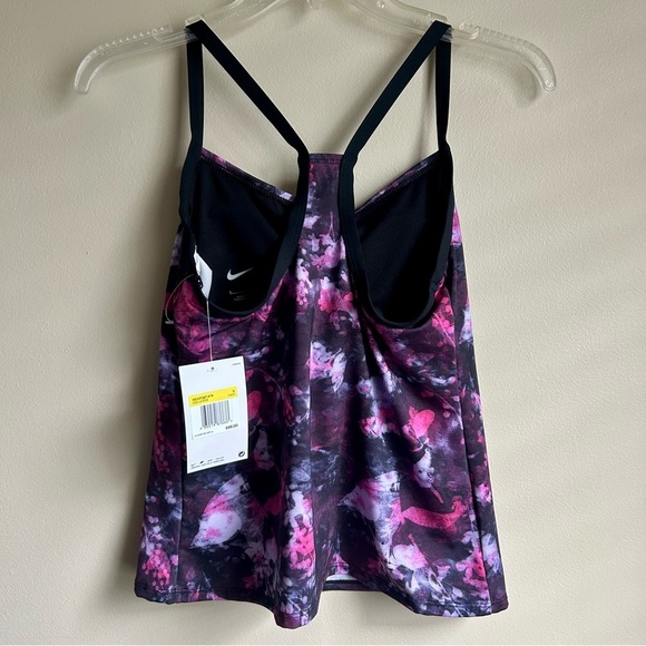 Nike powerback tankini swim top with purple and pink print women's size XS NWT - Picture 5 of 6